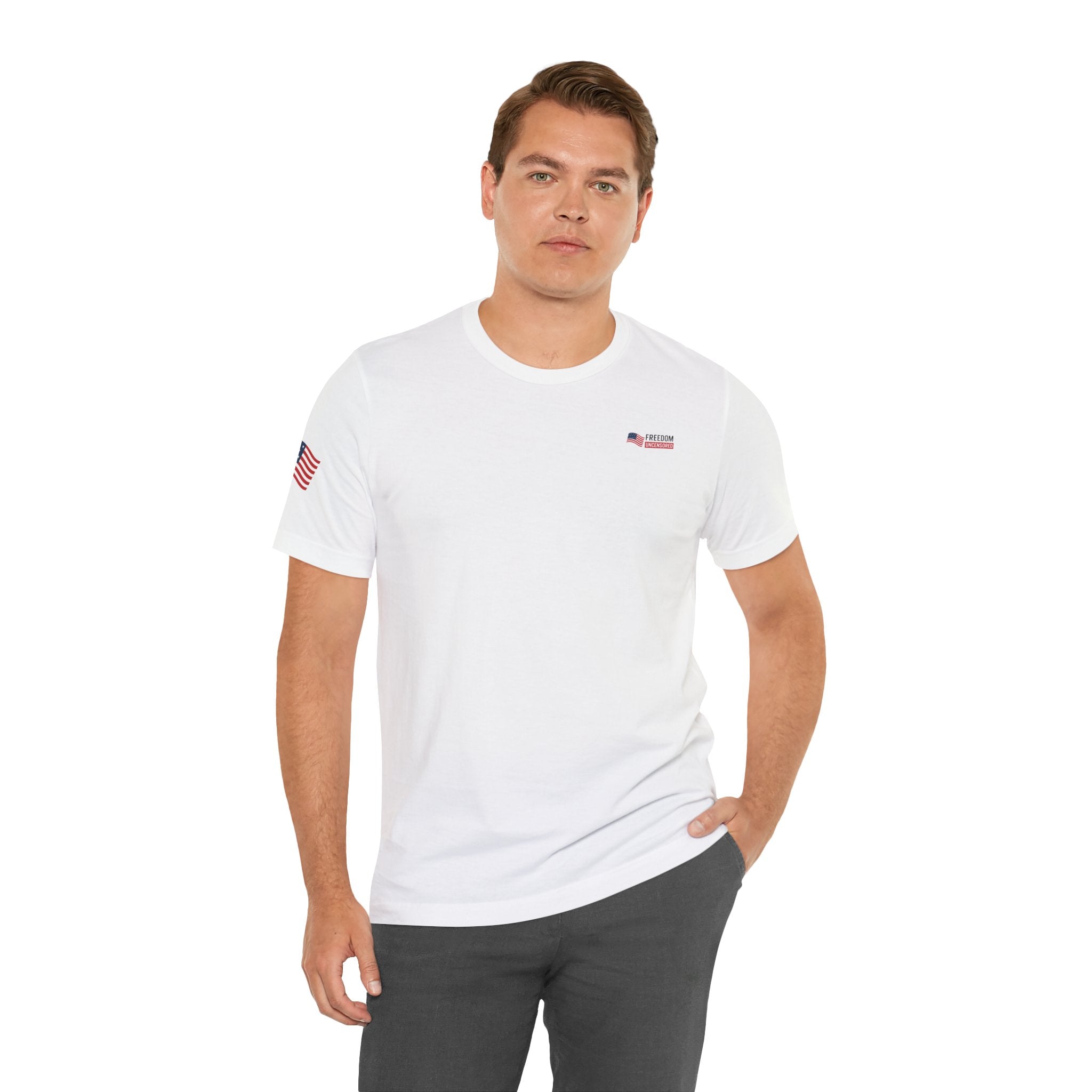 Freedom Uncensored Patriotic Short Sleeve Shirt with Sleve Flag