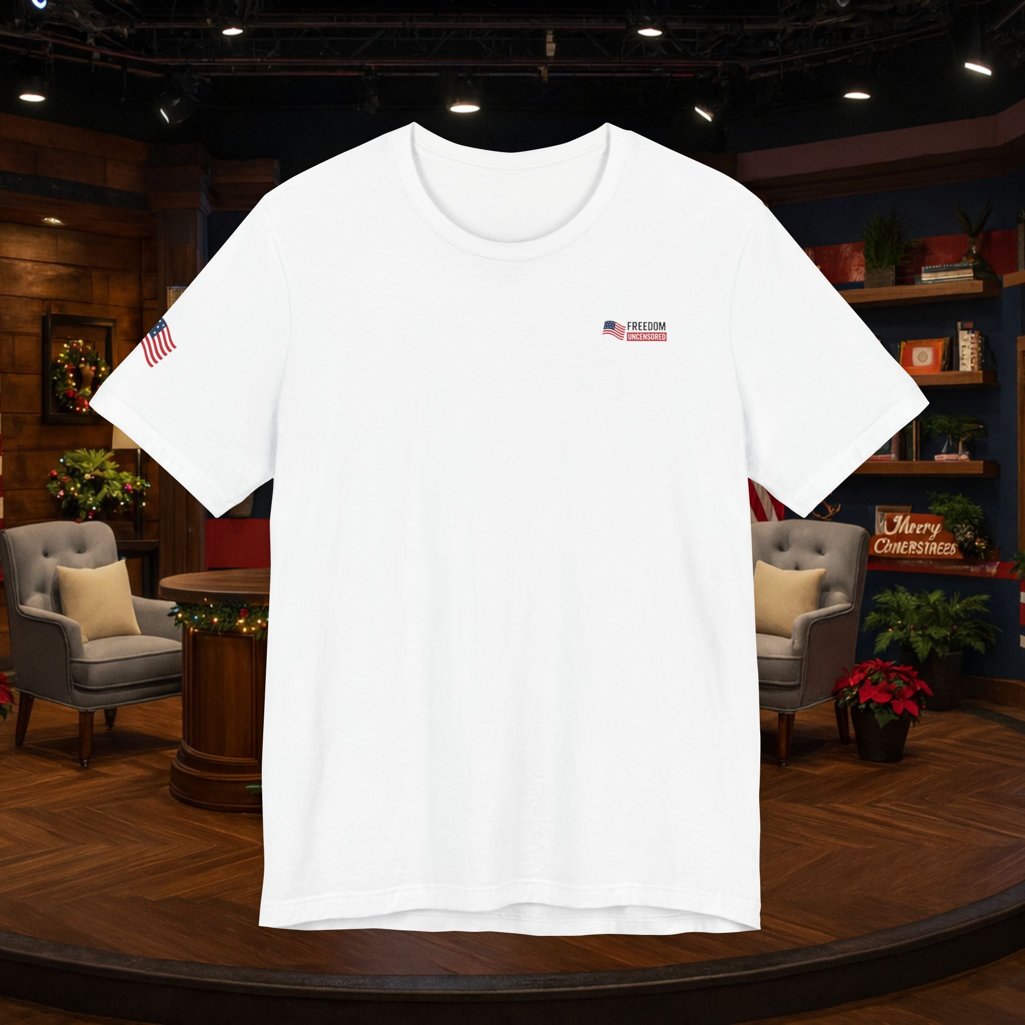 Freedom Uncensored Patriotic Short Sleeve Shirt with Sleve Flag