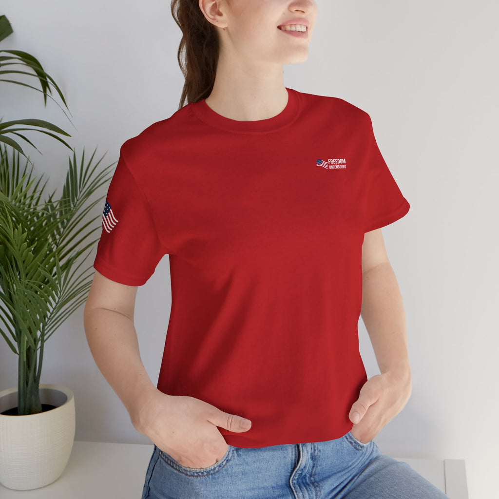 Freedom Uncensored Patriotic Short Sleeve Shirt with Sleve Flag