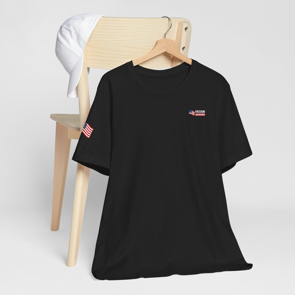 Freedom Uncensored Patriotic Short Sleeve Shirt with Sleve Flag