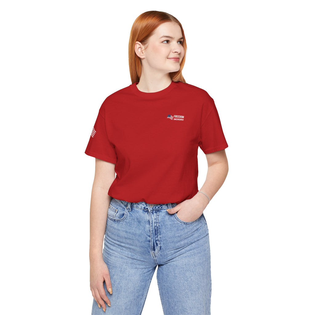 Freedom Uncensored Patriotic Short Sleeve Shirt with Sleve Flag
