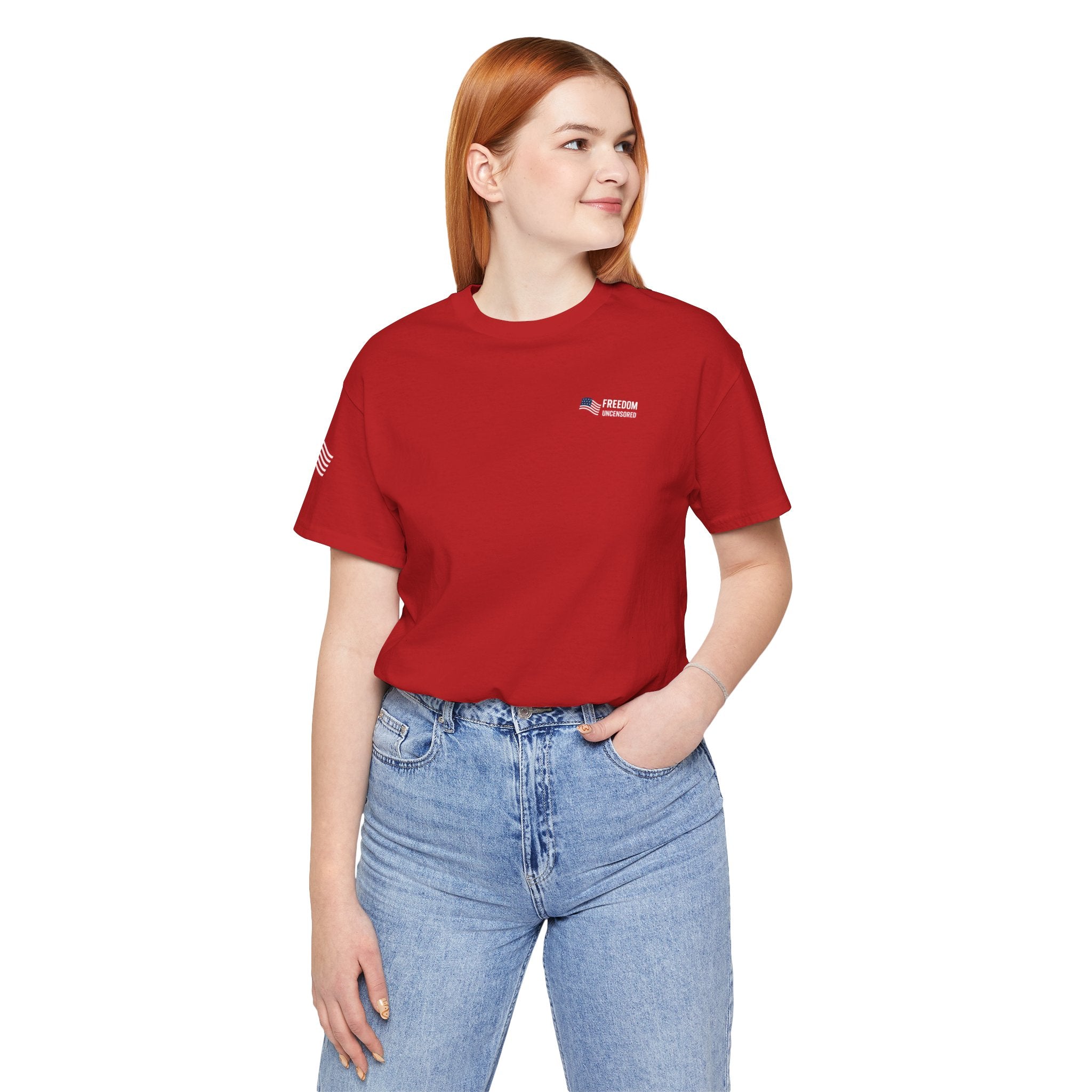 Freedom Uncensored Patriotic Short Sleeve Shirt with Sleve Flag