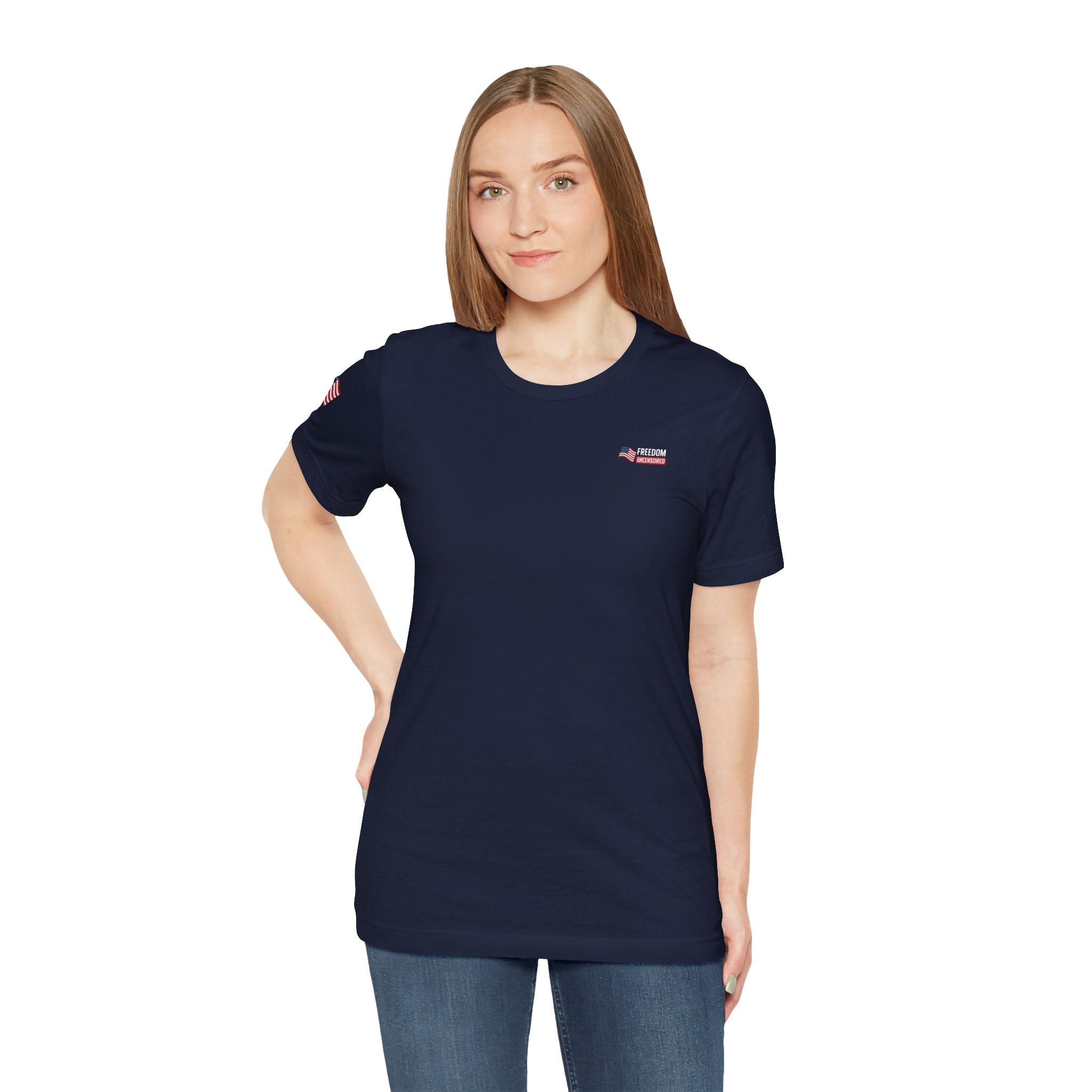 Freedom Uncensored Patriotic Short Sleeve Shirt with Sleve Flag