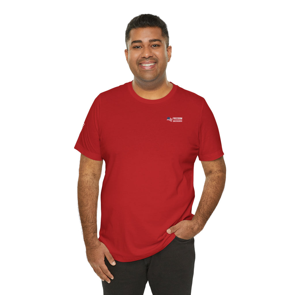 Freedom Uncensored Patriotic Short Sleeve Shirt with Sleve Flag