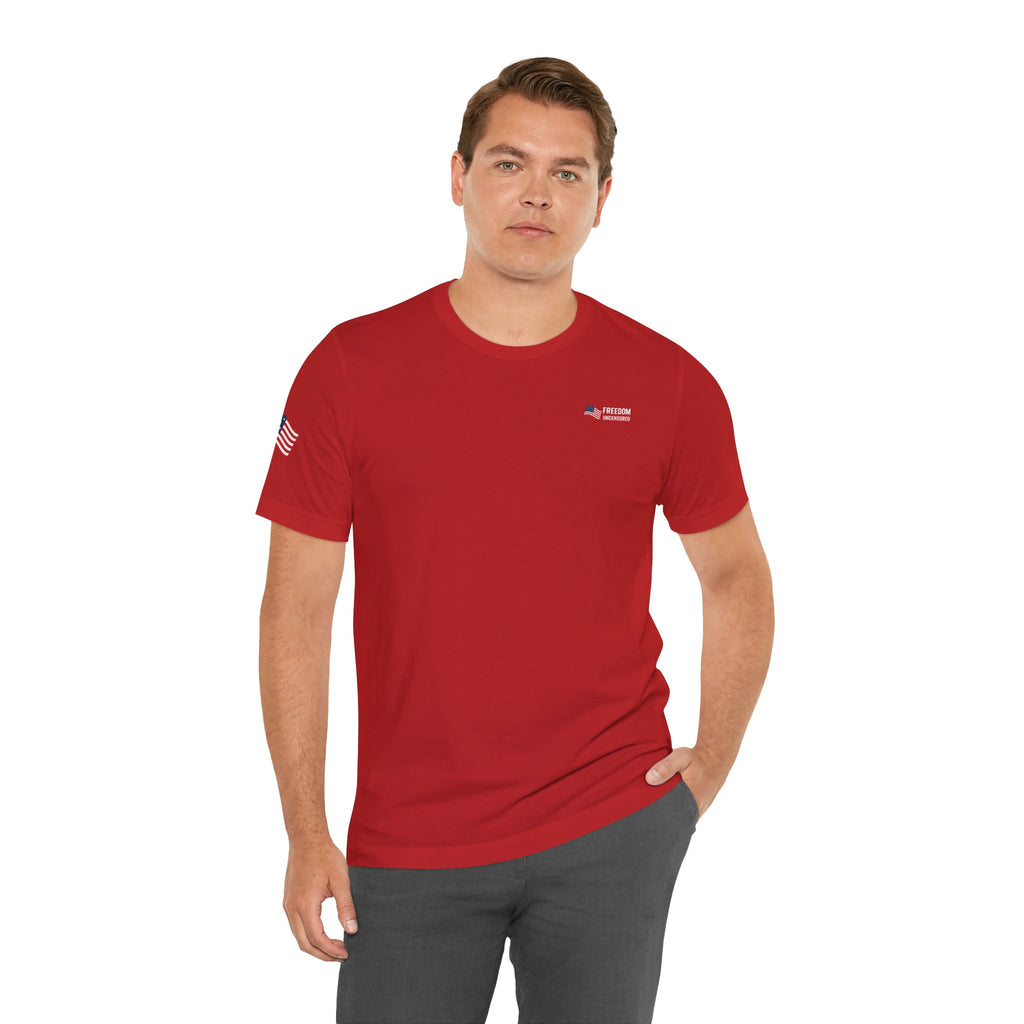 Freedom Uncensored Patriotic Short Sleeve Shirt with Sleve Flag