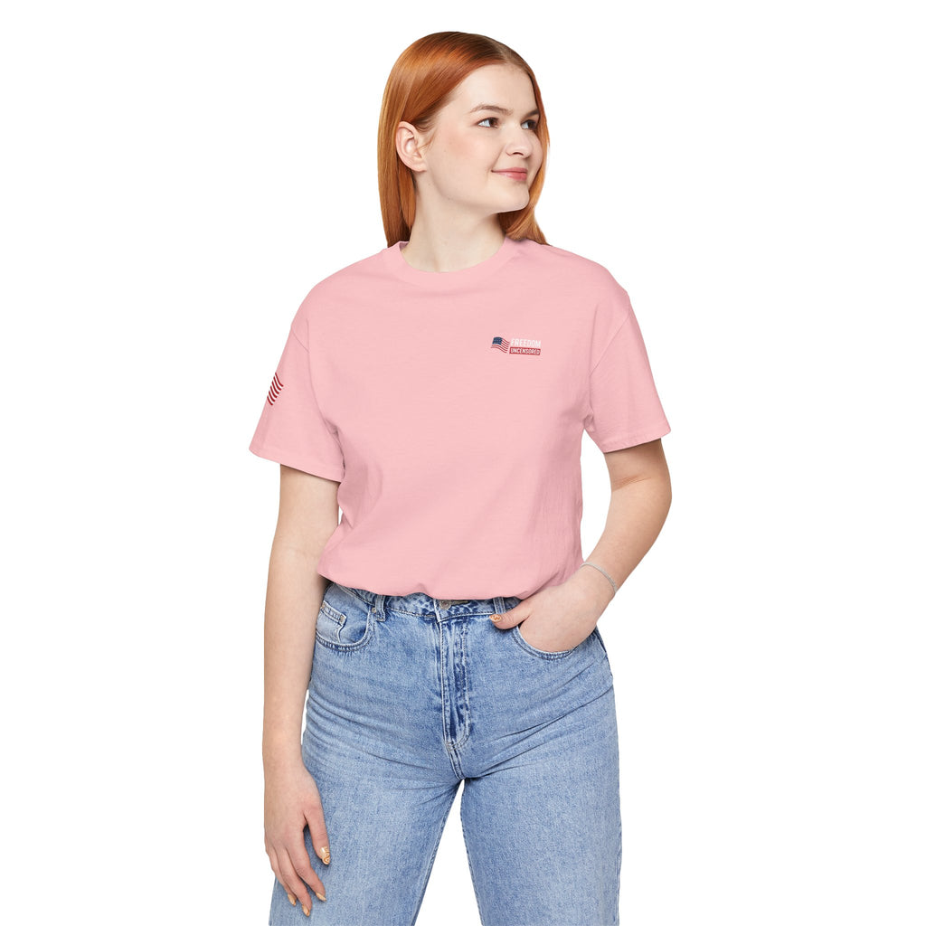Freedom Uncensored Patriotic Short Sleeve Shirt with Sleve Flag