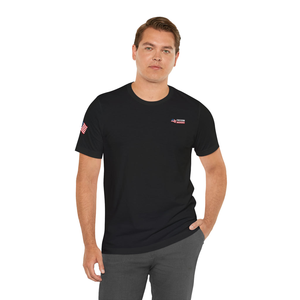 Freedom Uncensored Patriotic Short Sleeve Shirt with Sleve Flag