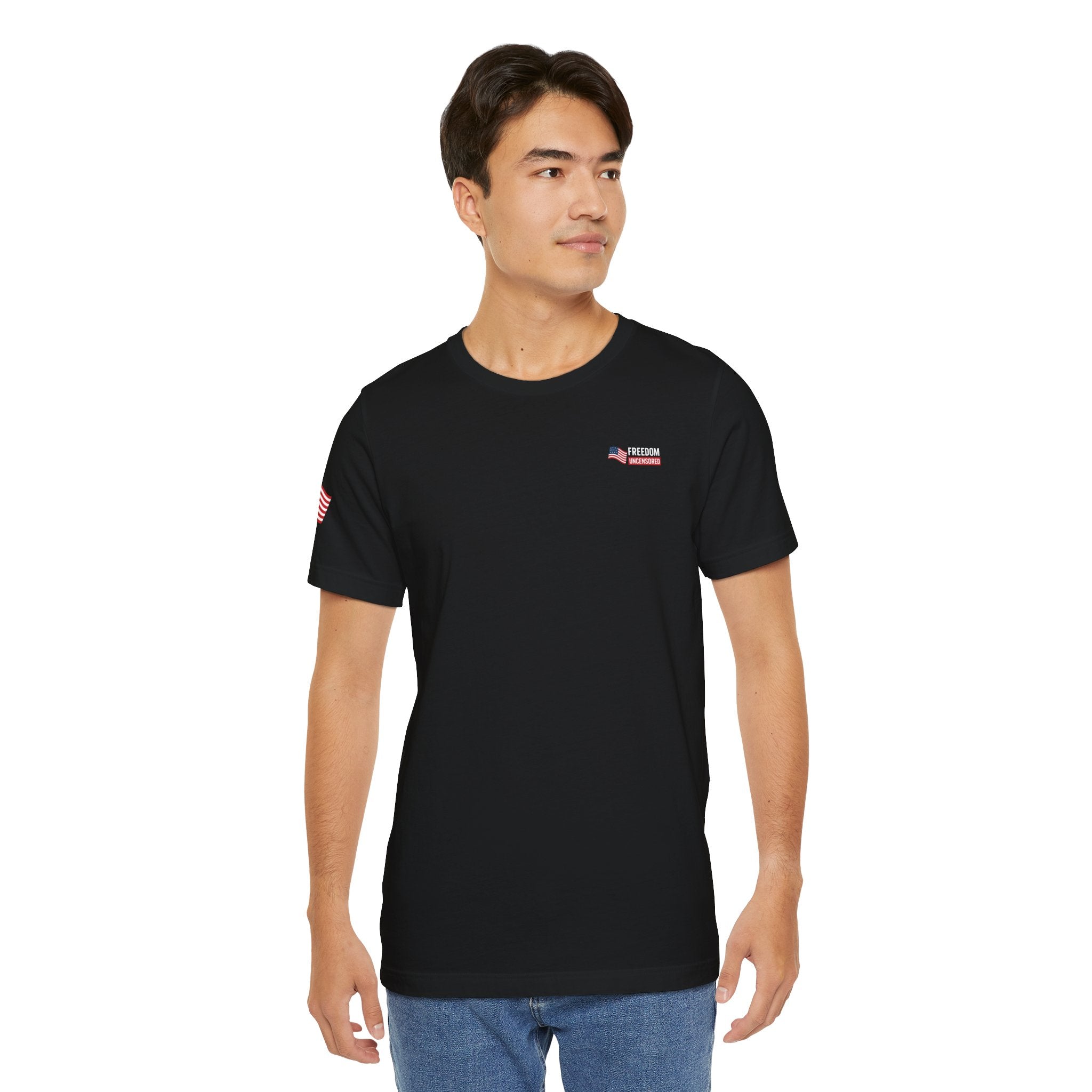Freedom Uncensored Patriotic Short Sleeve Shirt with Sleve Flag