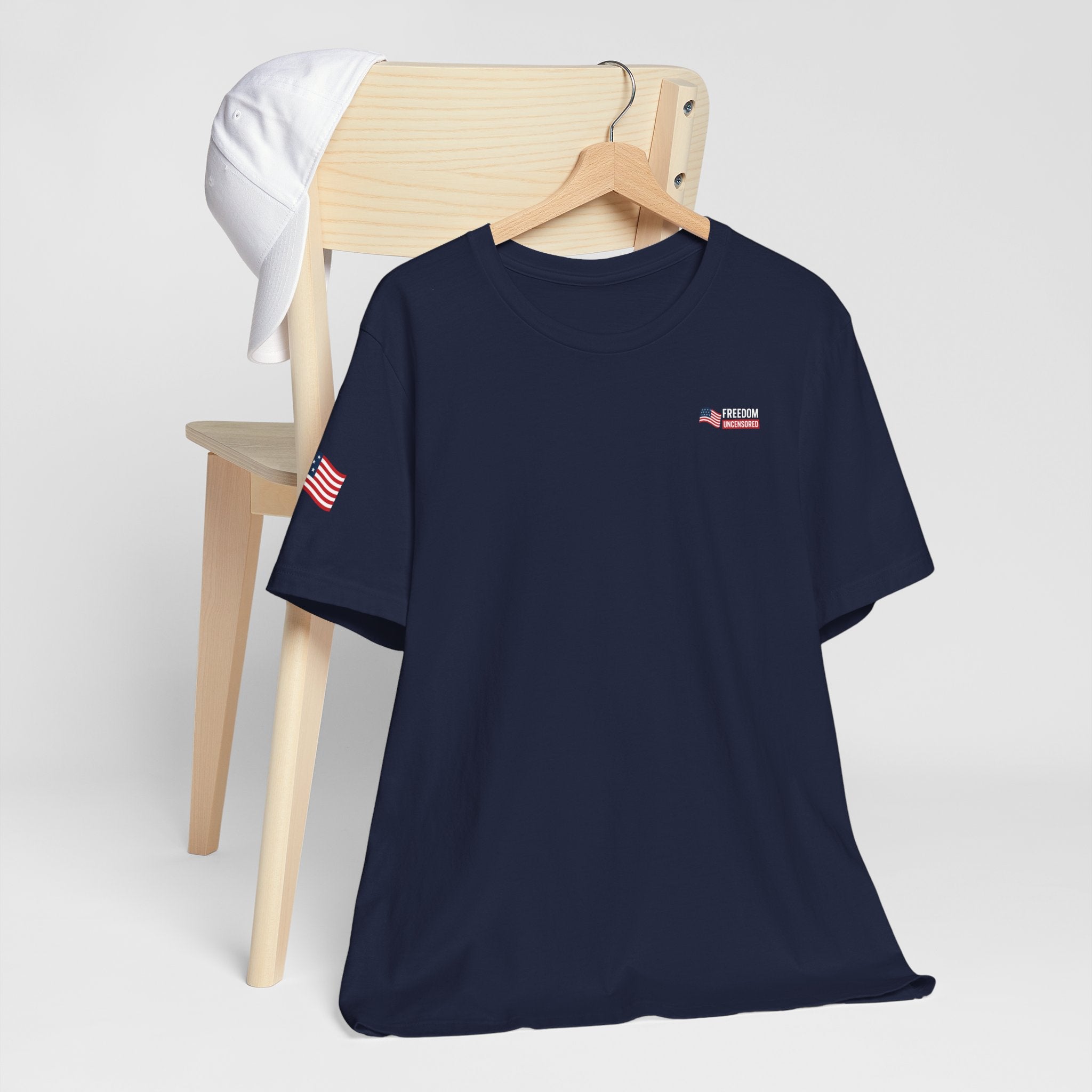 Freedom Uncensored Patriotic Short Sleeve Shirt with Sleve Flag
