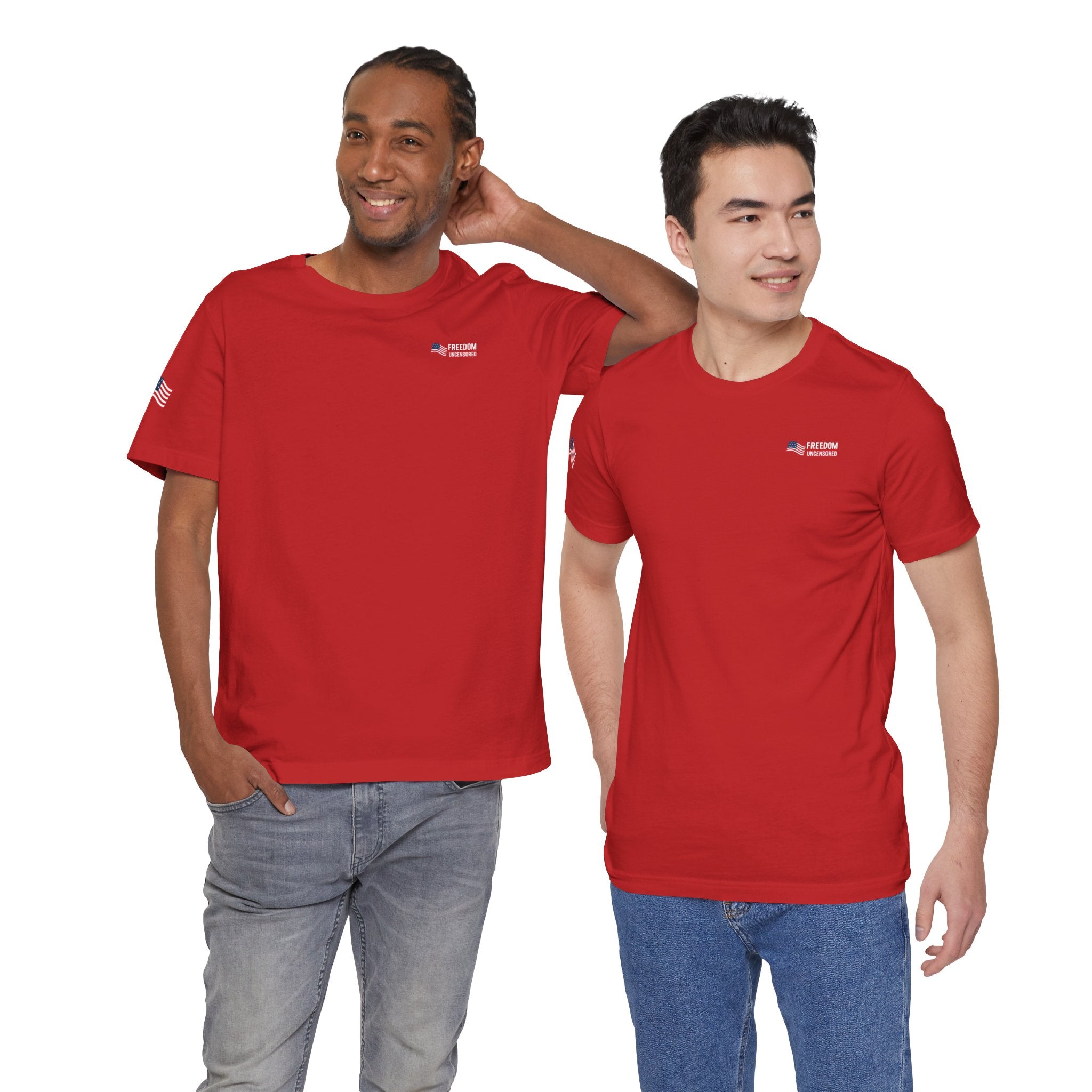 Freedom Uncensored Patriotic Short Sleeve Shirt with Sleve Flag