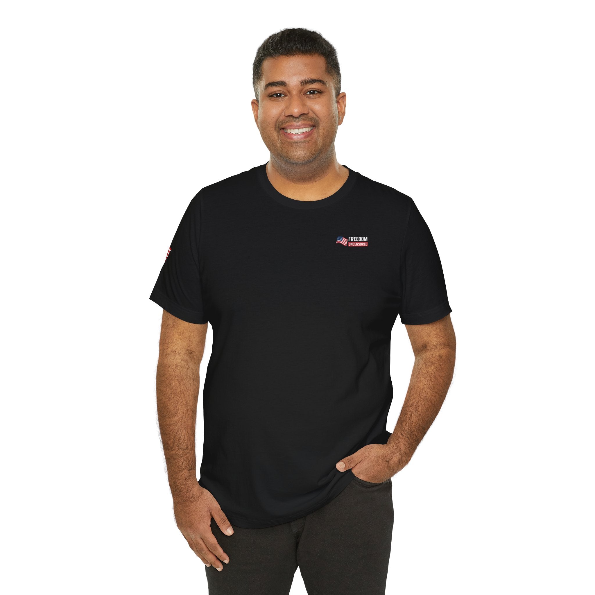 Freedom Uncensored Patriotic Short Sleeve Shirt with Sleve Flag