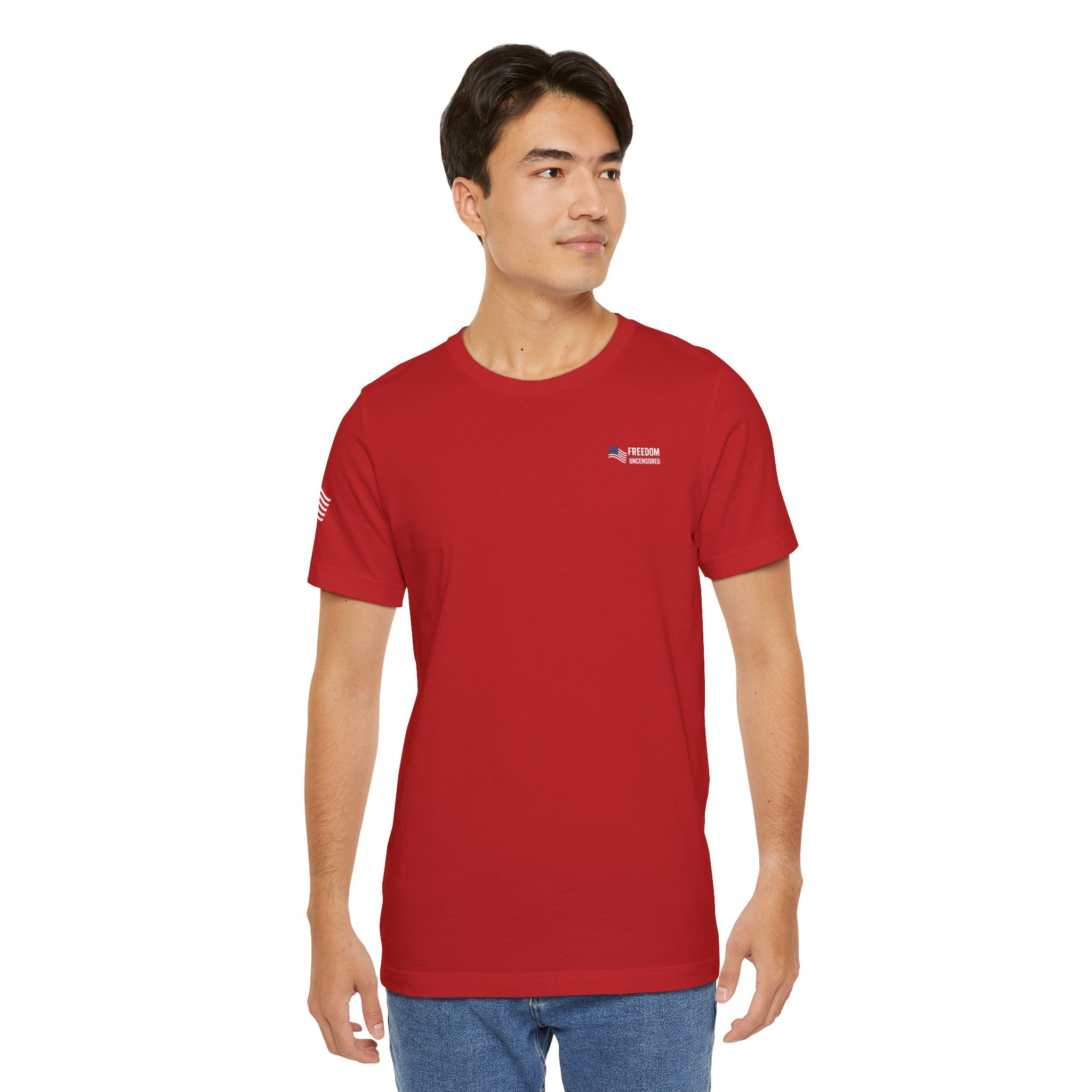 Freedom Uncensored Patriotic Short Sleeve Shirt with Sleve Flag