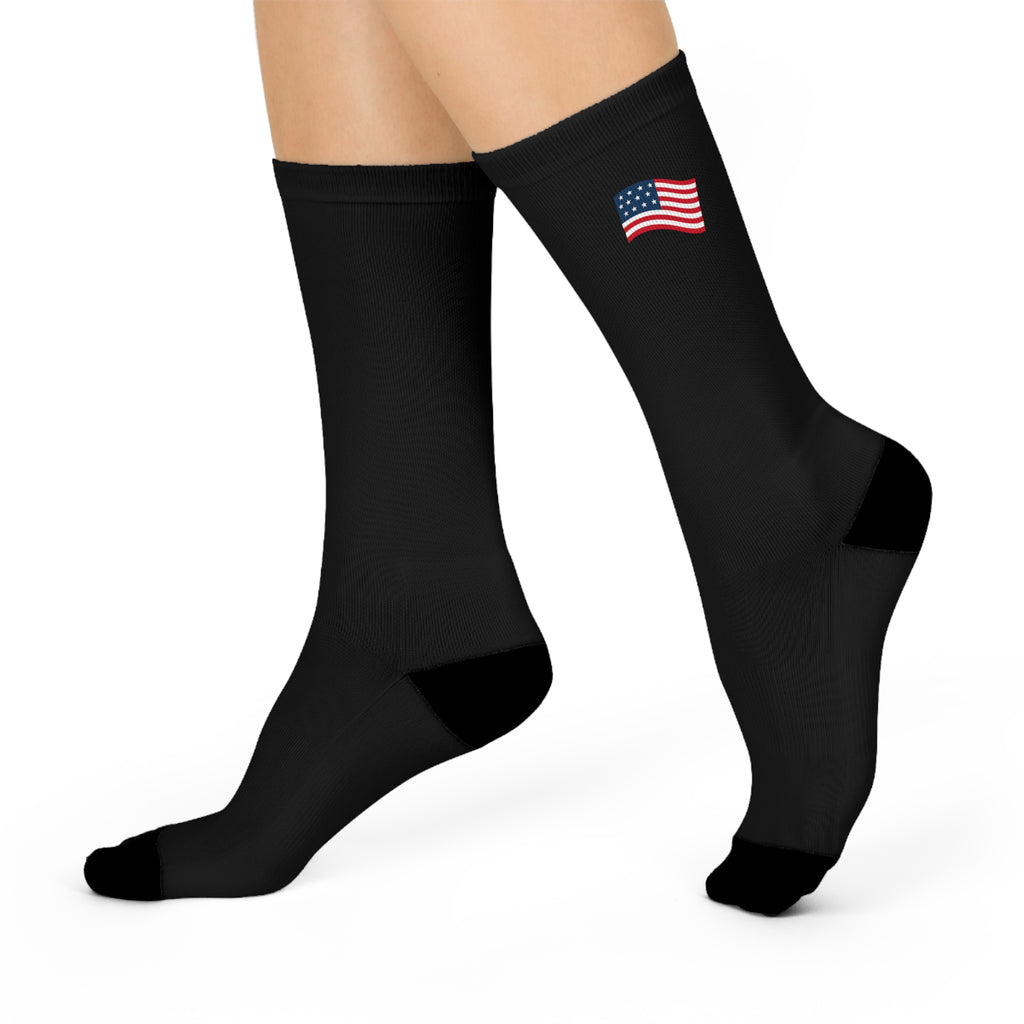 Black Cushioned American Flag Crew Socks