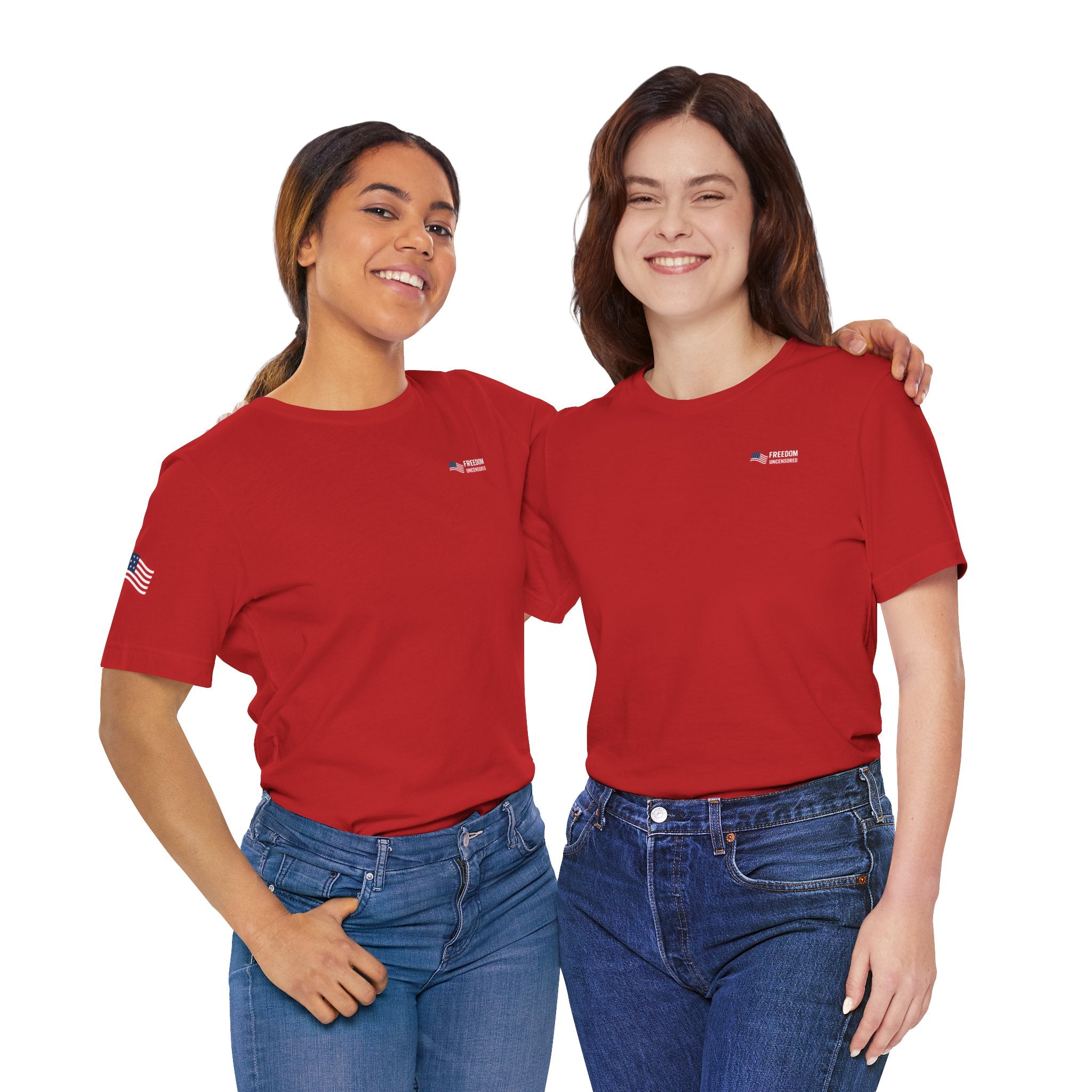 Freedom Uncensored Patriotic Short Sleeve Shirt with Sleve Flag