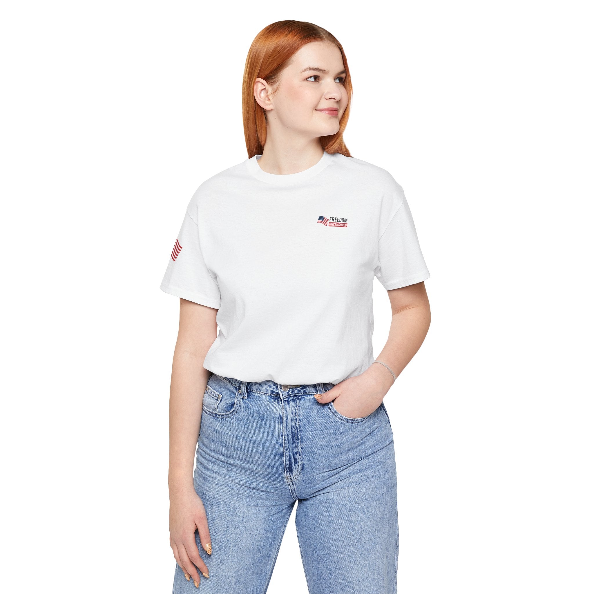 Freedom Uncensored Patriotic Short Sleeve Shirt with Sleve Flag