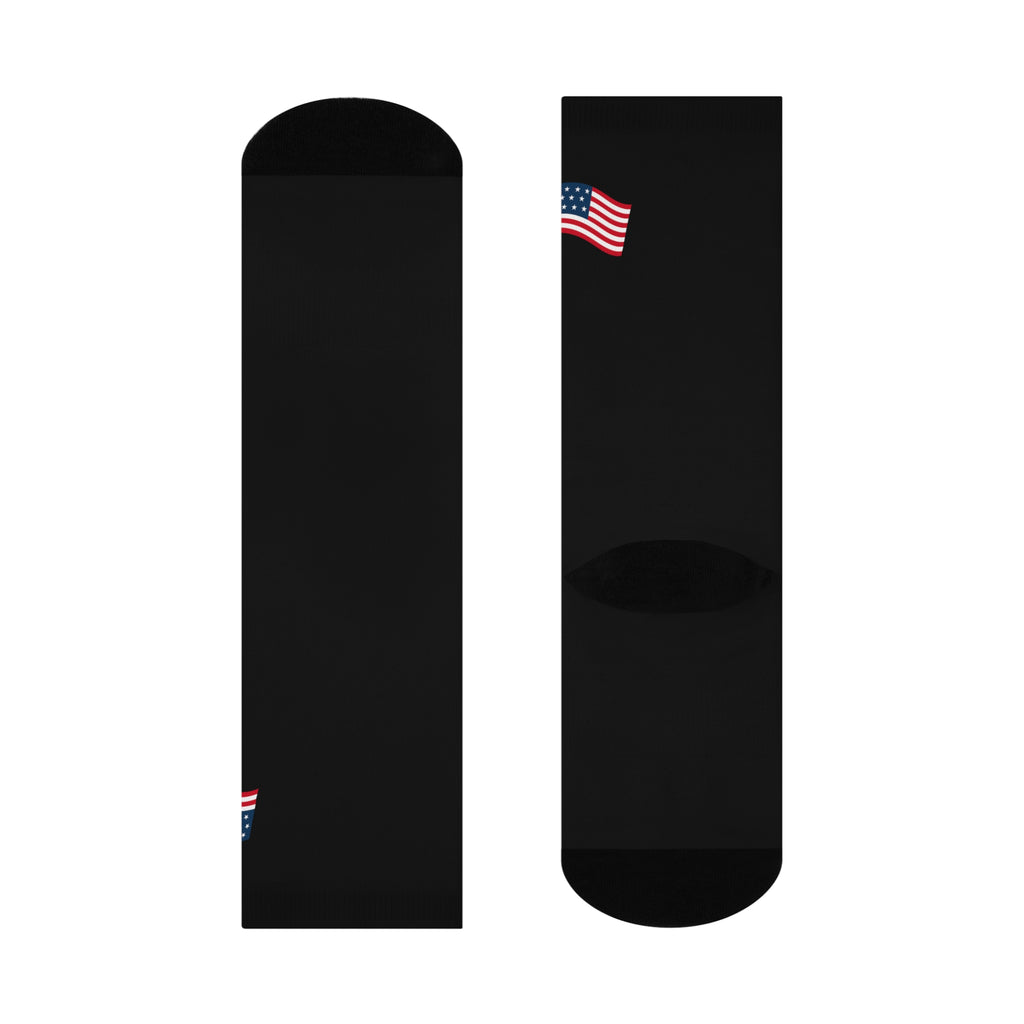Black Cushioned American Flag Crew Socks