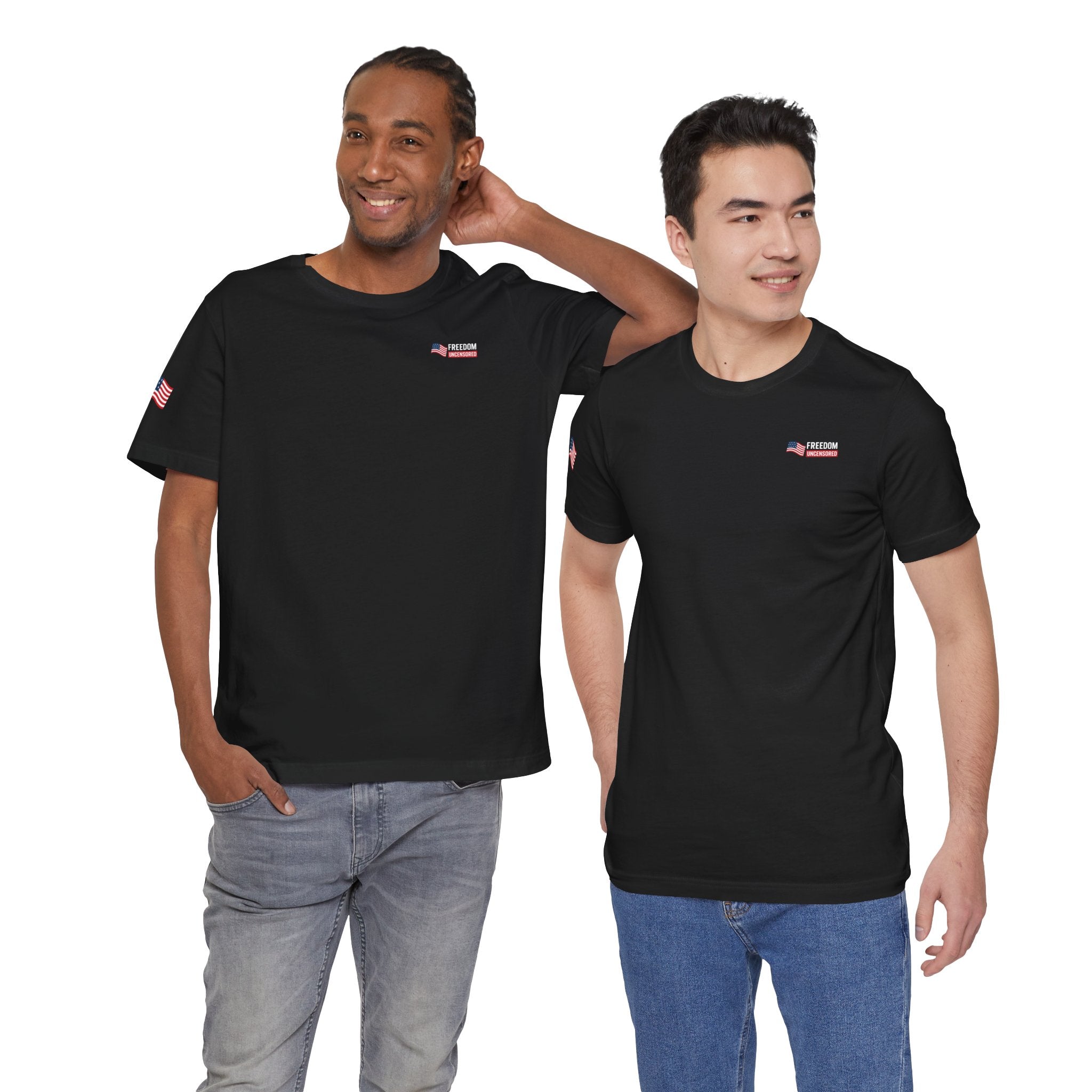 Freedom Uncensored Patriotic Short Sleeve Shirt with Sleve Flag