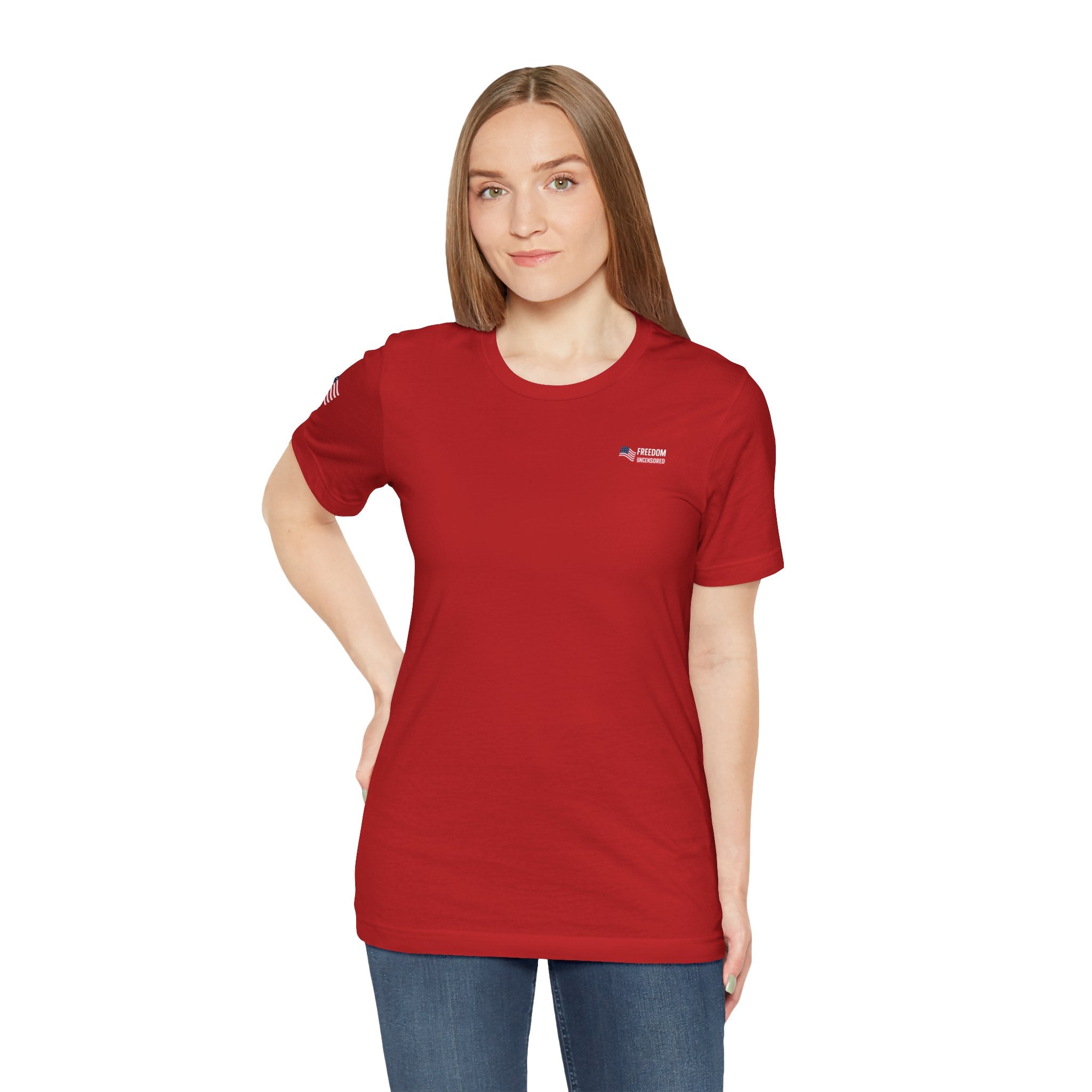 Freedom Uncensored Patriotic Short Sleeve Shirt with Sleve Flag