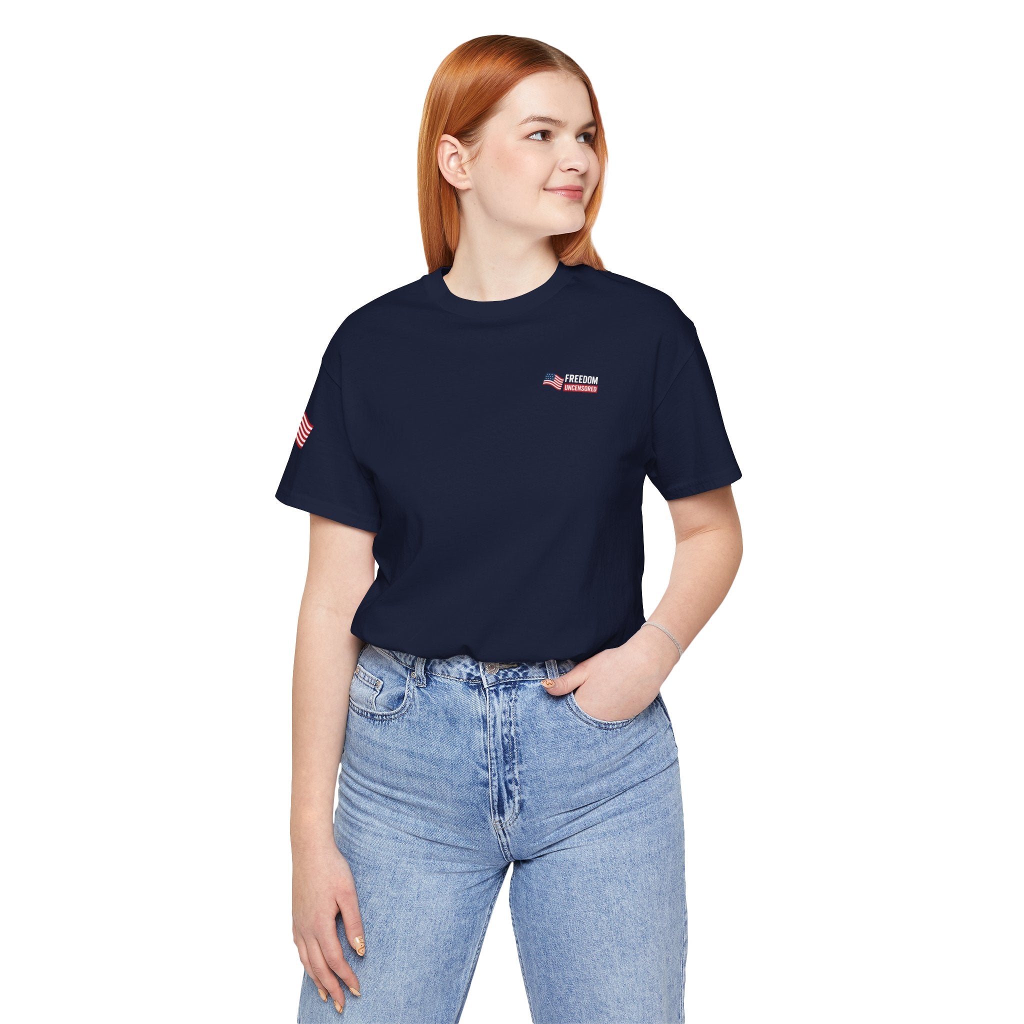Freedom Uncensored Patriotic Short Sleeve Shirt with Sleve Flag