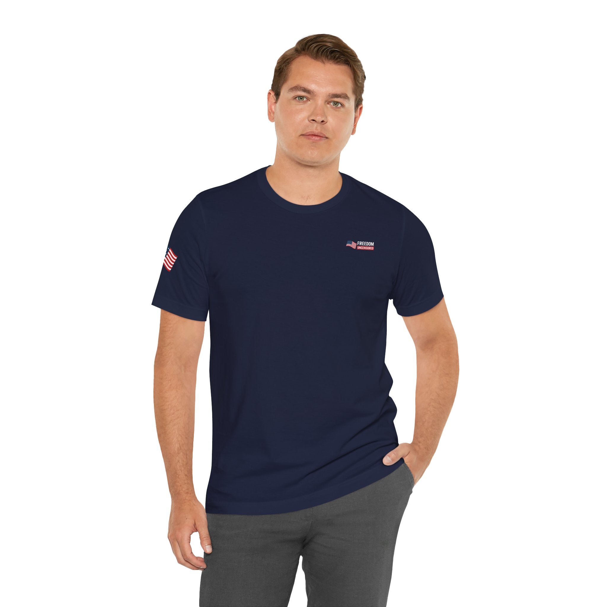 Freedom Uncensored Patriotic Short Sleeve Shirt with Sleve Flag