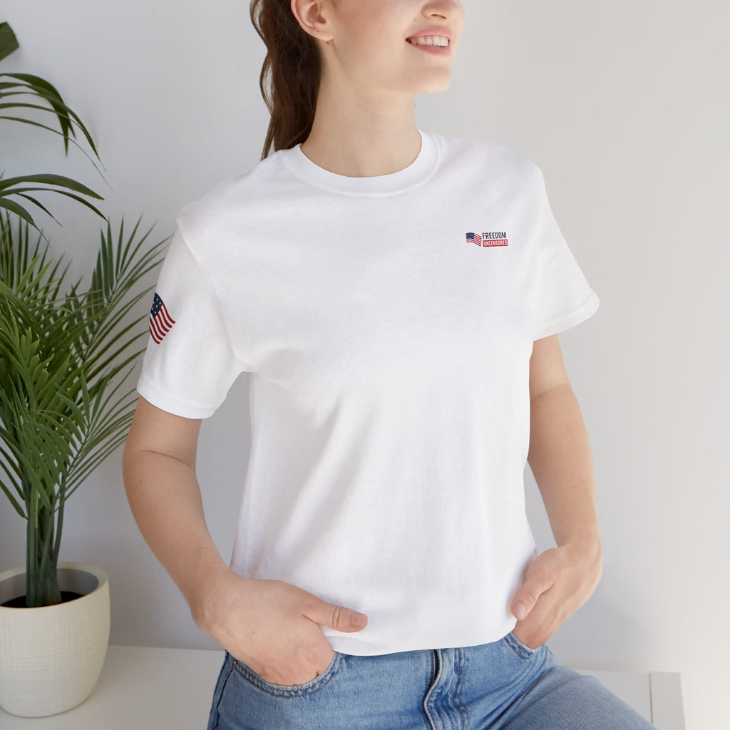 Freedom Uncensored Patriotic Short Sleeve Shirt with Sleve Flag