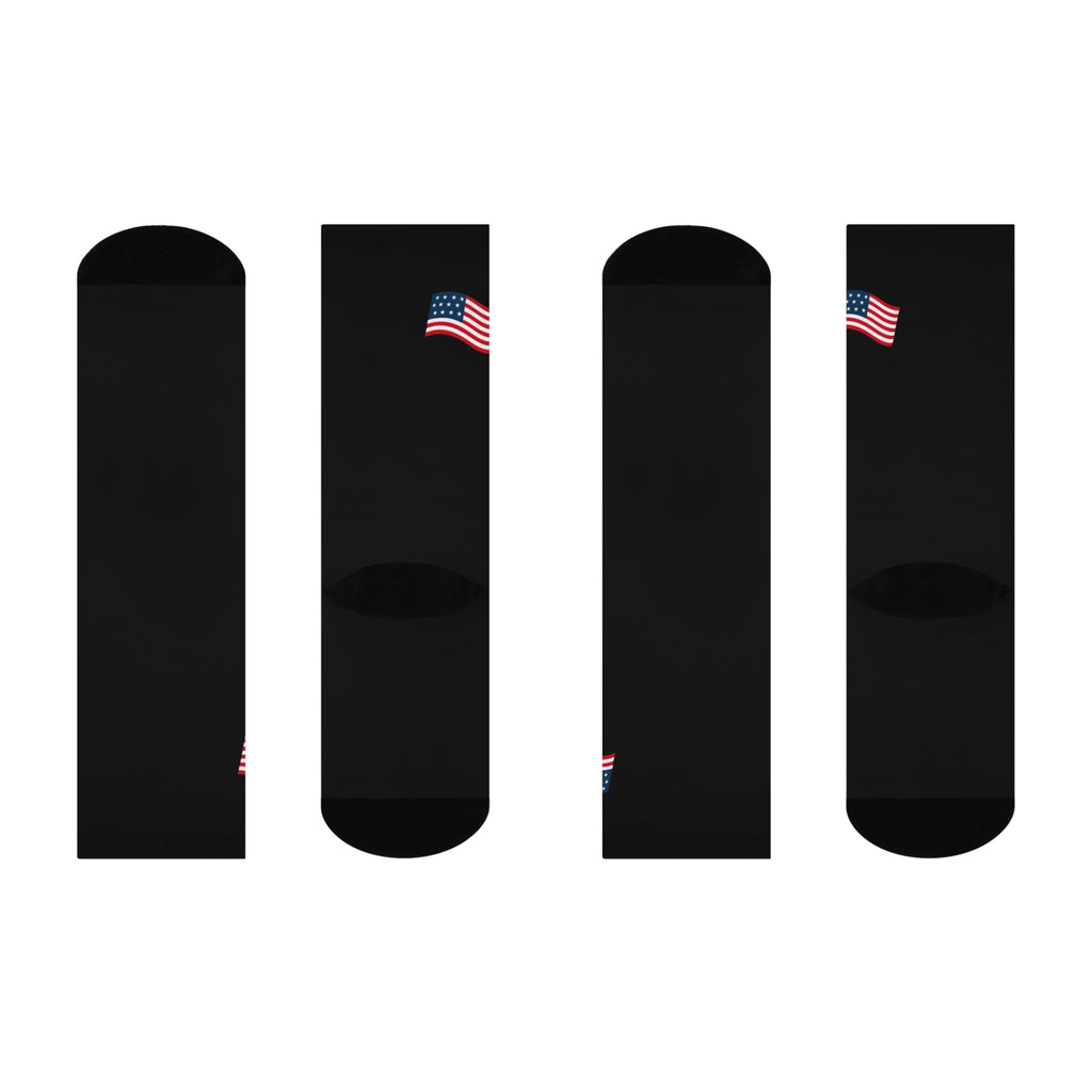 Black Cushioned American Flag Crew Socks